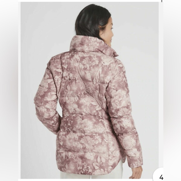 Athleta Downtown Floral Mauve Puffer Jacket - Picture 2 of 13